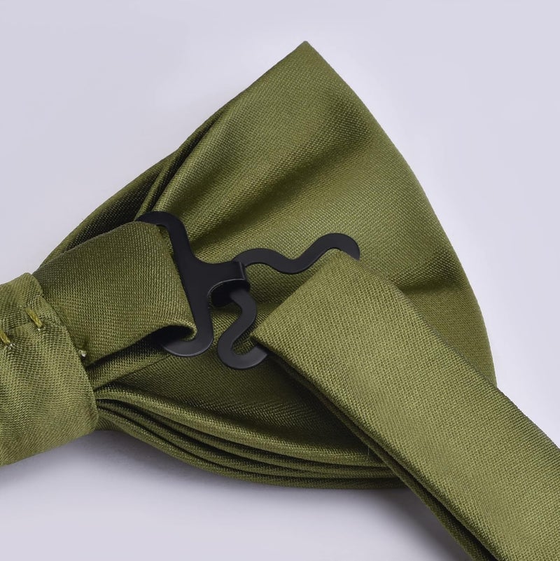 Branduce Mens Solid Color Double Fold Pre-tied Bow Tie and Pocket Square Set - Image 3
